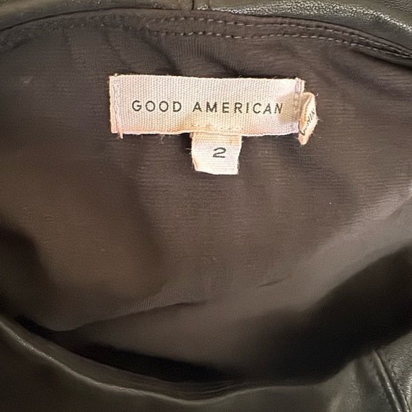 Good American Black Long Sleeve Faux Leather Bodysuit - Picture 4 of 5